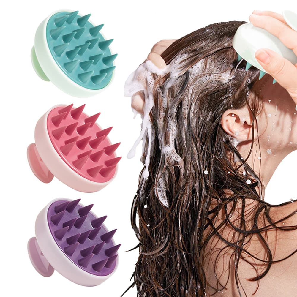Escova De Shampoo De Cabelo De Silicone Macio Limpeza Caspa Massagem Seca/Molhada Couro Cabeludo Pente Anti-Coceira Home