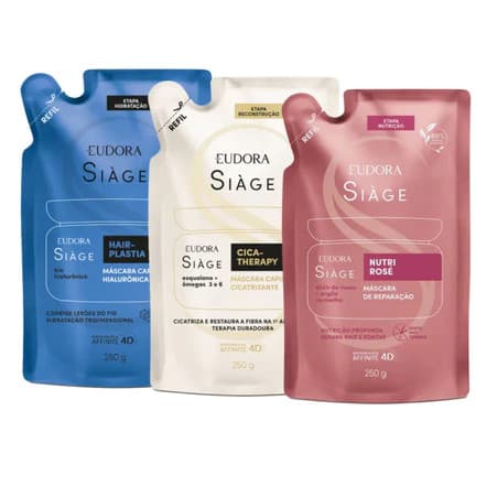 Eudora Siàge Cronograma Capilar Máscara Refil 250g (Kit ou Individual)